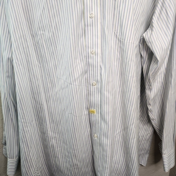 Paul Frederick Striped Men Long Sleeve Button Down Shirt Size 18.5 37 - Picture 3 of 9